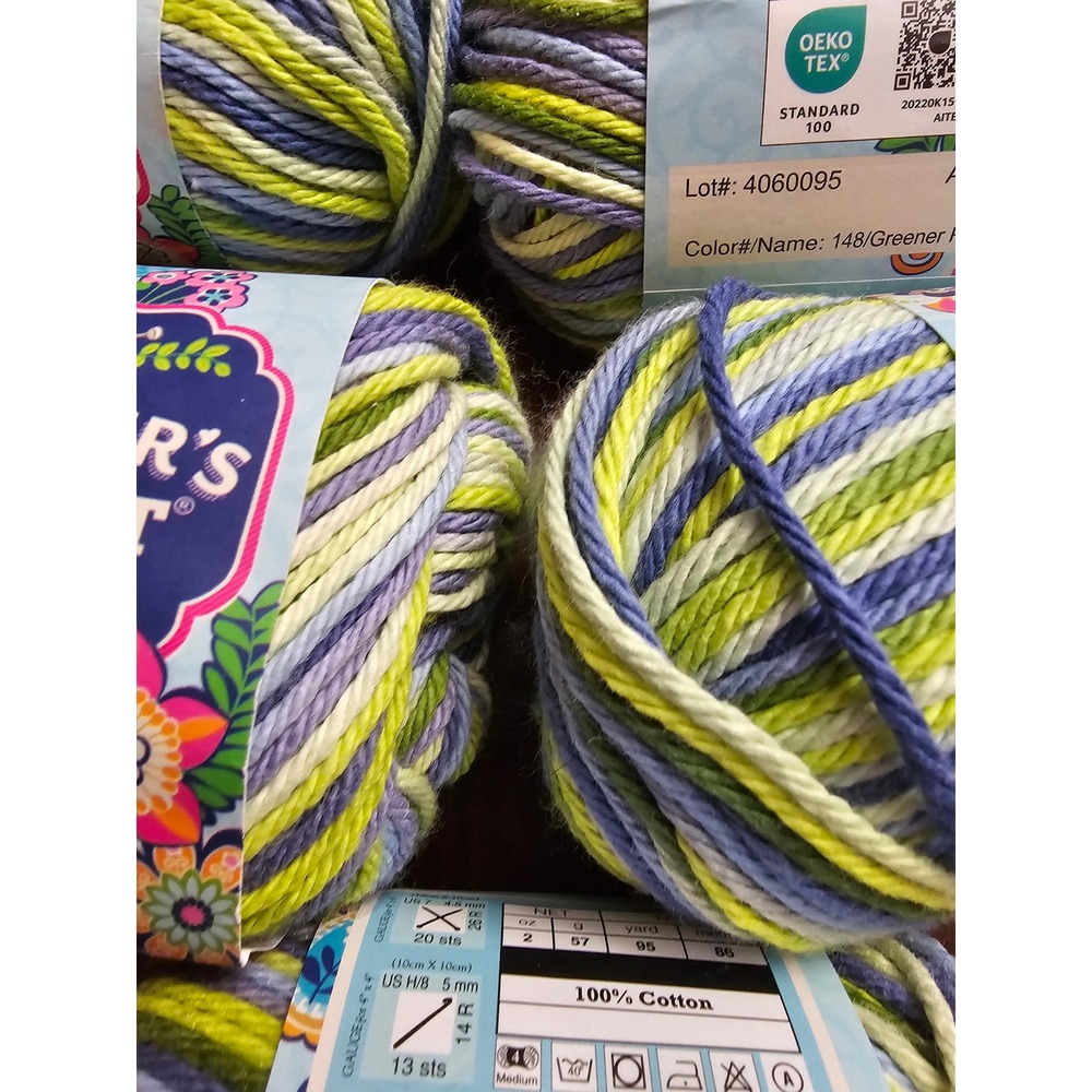 Crafter's Secret Cotton Yarn Greener Pastures Variegated 7 Skeins 100% Cotton - Picture 5 of 5